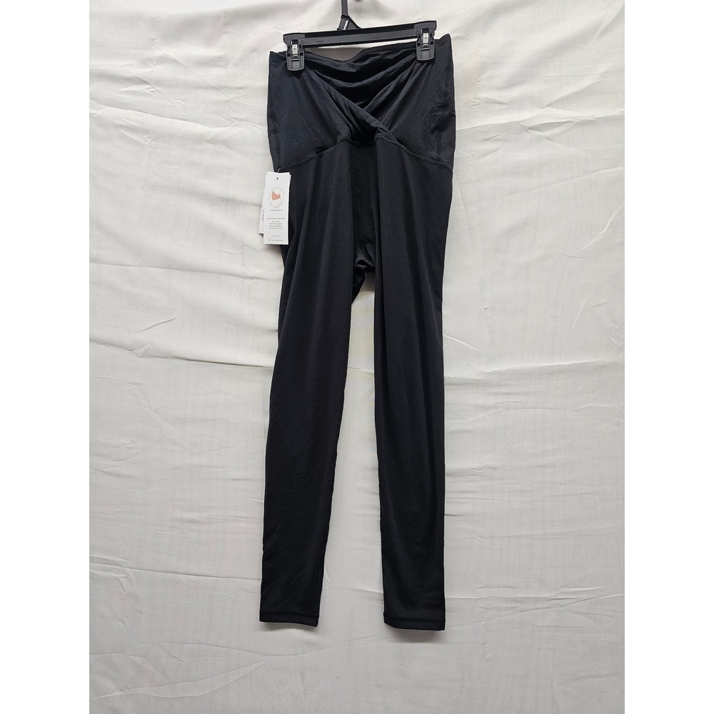Isabel Maternity Womens Crossover Active Leggings Black Polyester Blend Size S